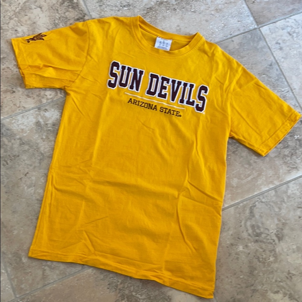 NWOT ASU SUN DEVILS Gold & Maroon embroidered tee